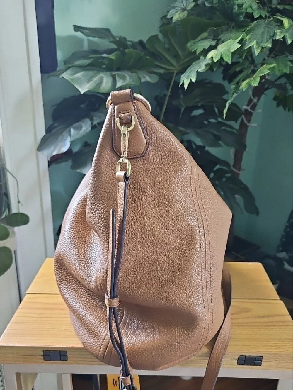 Michael Kors Lydia Large Hobo Shoulder Bag with Tassel in Pebbled Leather